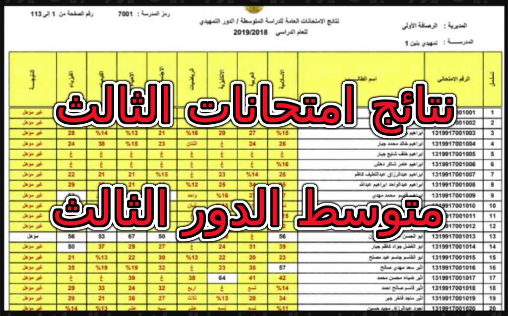 رابط نتائج الثالث متوسط pdf دور اول 2024( جميع المحافظات) ورابط الاستعلام عبر epedu.gov.iq