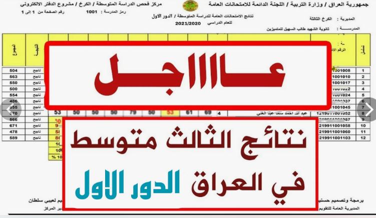 “لينكات نتيجتك” نتائج الثالث المتوسط دور اول العراق 2024 والحصول عليها الكترونيا