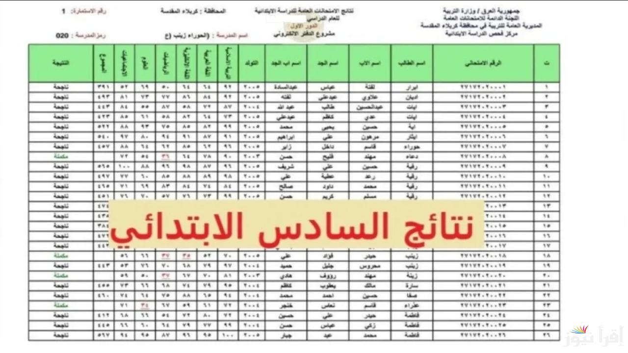 “من خلال nataegna.net”.. موعد إعلان نتائج السادس الابتدائي 2025 في العراق
