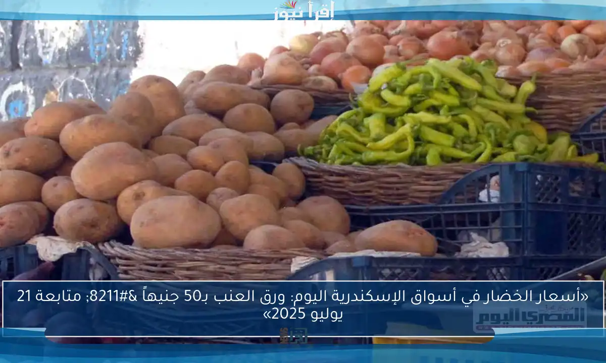 «أسعار الخضار في أسواق الإسكندرية اليوم: ورق العنب بـ50 جنيهاً – متابعة 21 يوليو 2025»