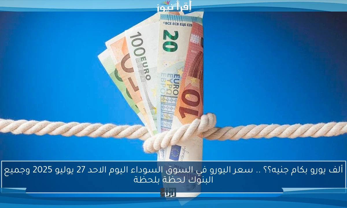 ألف يورو بكام جنيه؟؟ .. سعر اليورو في السوق السوداء اليوم الاحد 27 يوليو 2025 وجميع البنوك لحظة بلحظة
