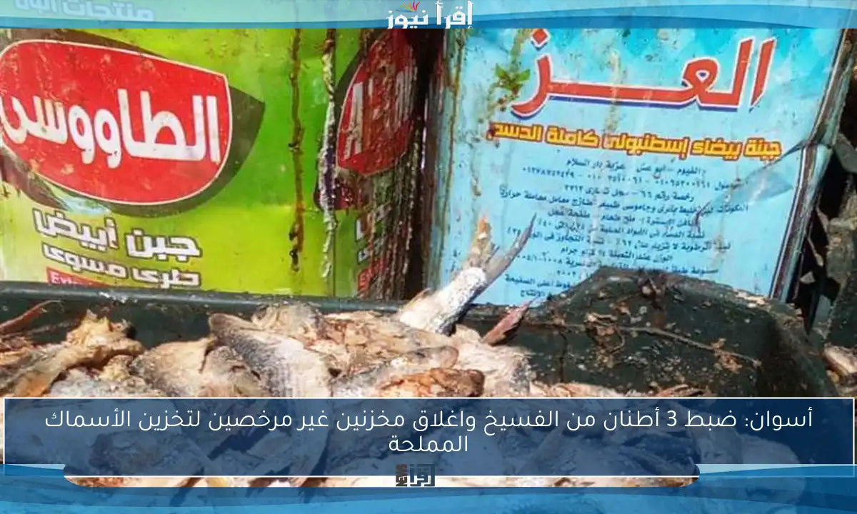 أسوان: ضبط 3 أطنان من الفسيخ واغلاق مخزنين غير مرخصين لتخزين الأسماك المملحة