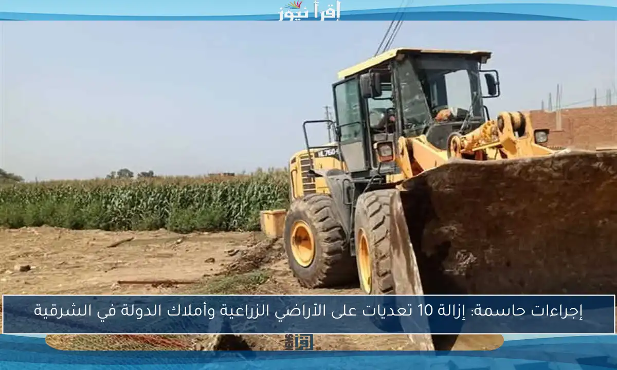 إجراءات حاسمة: إزالة 10 تعديات على الأراضي الزراعية وأملاك الدولة في الشرقية