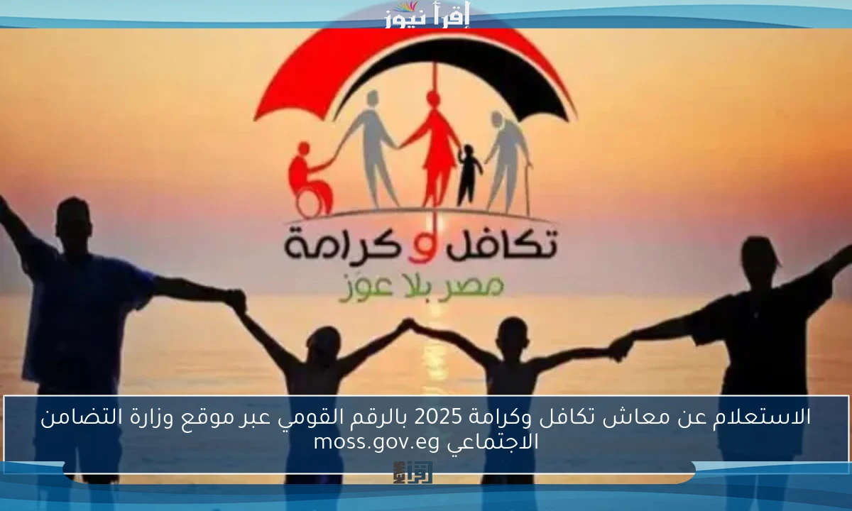 الاستعلام عن معاش تكافل وكرامة 2025 بالرقم القومي عبر موقع وزارة التضامن الاجتماعي moss.gov.eg