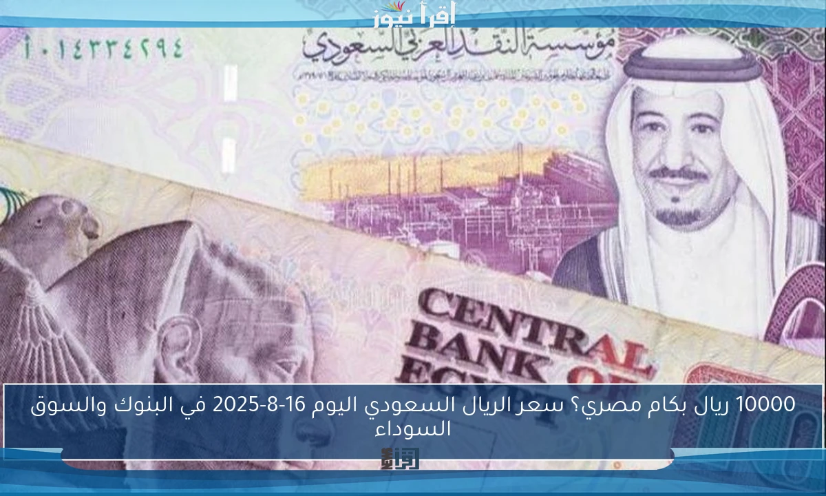 10000 ريال بكام مصري؟ سعر الريال السعودي اليوم 16-8-2025 في البنوك والسوق السوداء