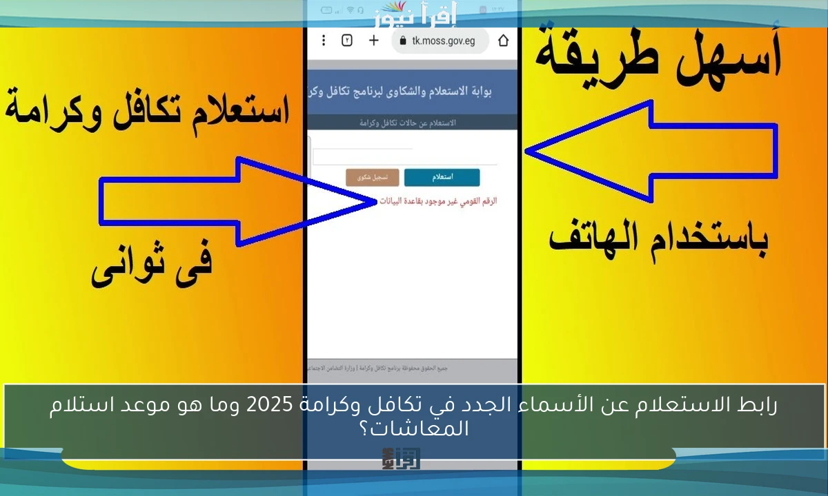 رابط الاستعلام عن الأسماء الجدد في تكافل وكرامة 2025 وما هو موعد استلام المعاشات؟