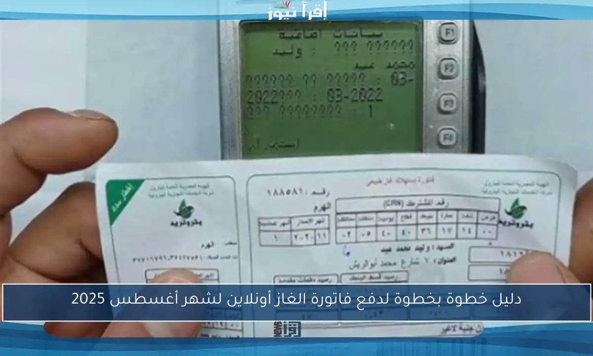 دليل خطوة بخطوة لدفع فاتورة الغاز أونلاين لشهر أغسطس 2025