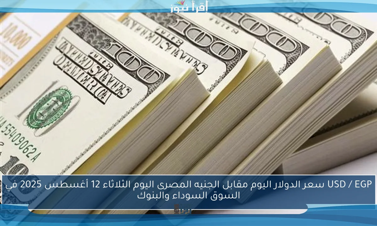 USD / EGP سعر الدولار اليوم مقابل الجنيه المصرى اليوم الثلاثاء 12 أغسطس 2025 في السوق السوداء والبنوك
