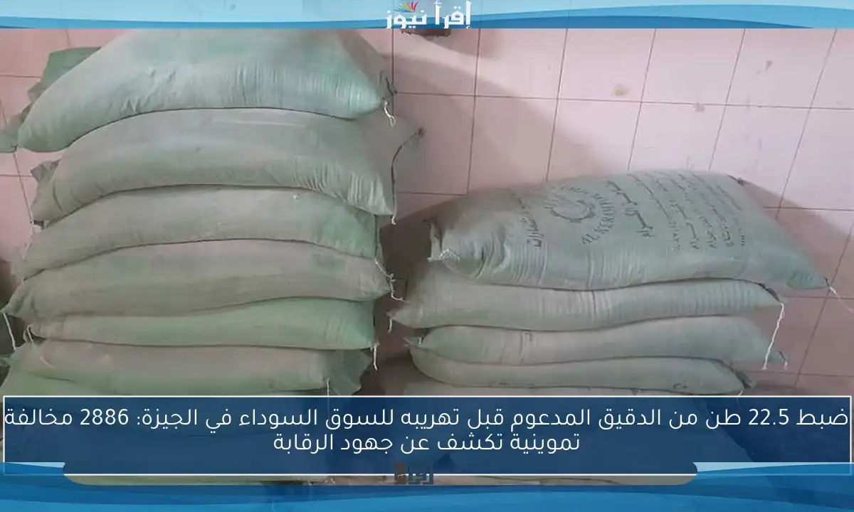 ضبط 22.5 طن من الدقيق المدعوم قبل تهريبه للسوق السوداء في الجيزة: 2886 مخالفة تموينية تكشف عن جهود الرقابة