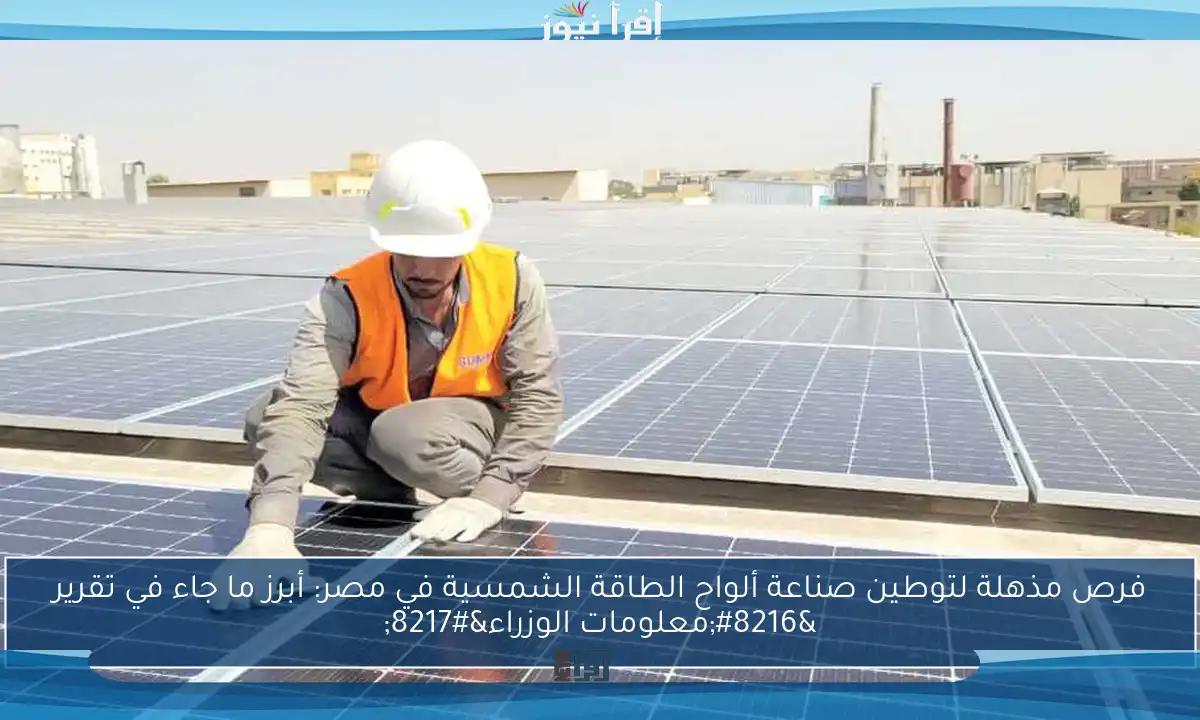 فرص مذهلة لتوطين صناعة ألواح الطاقة الشمسية في مصر: أبرز ما جاء في تقرير ‘معلومات الوزراء’